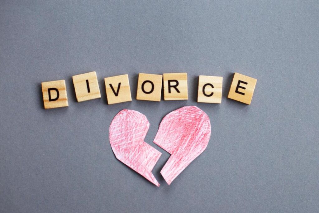 broken heart on gray background and inscription divorce made by wooden blocks broken family concept photo The Counseling Kitchen ♥